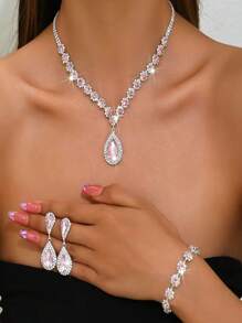 1 Conjunto de joyas de moda para mujer - Collar, Aretes, Pulsera