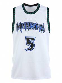 Atonmore Men's Basketball Jersey 5 White, Embroidered Stitched Basketball Sleeveless Vest, Sports Shirt - White - View 1