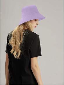 Unisex Reversible Bucket Hat For Beach And Fishing - Light Purple - View 6