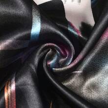 DandyChic Women's Long Floral Satin Robes Imitation Silk Sleepwear Bridal Dressing Gown For Bridesmaid Nightgownhalloween - 黑色/花朵 - 查看 8