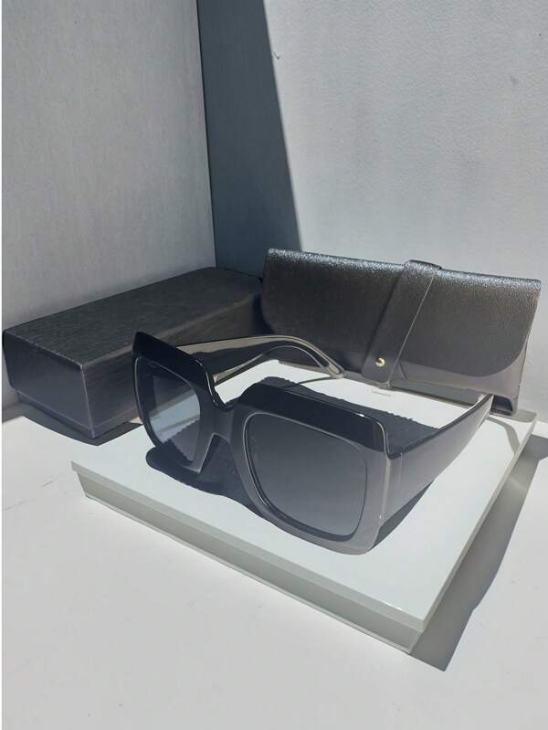 Advanced Multi Piece Set Large Frame Fashion Glasses Internet Celebrity Same Style Street Photography Fashion Versatile Decorative Glasses Wide Edge Square Personalized Sunshade Driving Thin Face Glasses