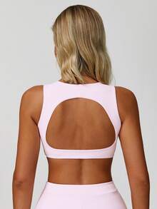 MASKERT Women's Tank Top, Sports Vest, Yoga Suit Vest, Tight Fitting Running Exercise Vest, High Elasticity Fitness Vest, Comfortable And Skin Friendly For Home Leisure - 粉色 - 查看 2