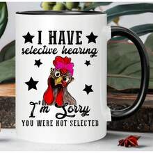1pc 11oz Coffee Mug With Funny Chicken Quote & Cartoon Design - Insulated Reusable White & Black Mug, Hand-Wash Only, Perfect Gift For Men, Women, Couples, Humorous Drinkware, Coffee Cup - Chicken Quotes - View 5