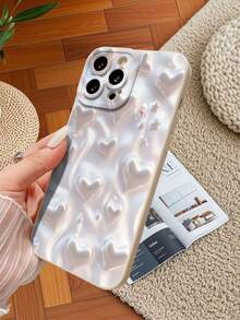 1 件高级奢华哑光心形和星形图案镜头保护手机壳，适用于 Apple/OPPO/Vivo/Redmi/ 系列 - 米色 - 查看 5