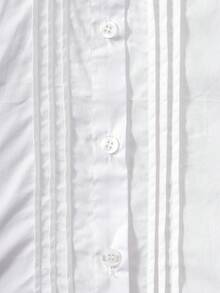 Tween Girl Casual School Style Embroidery Elegant Bow Lace Collar Long Sleeve White Blouse School Uniform, Spring Autumn - White - View 5