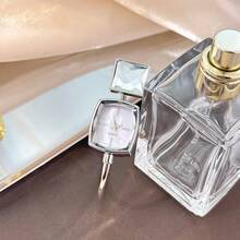 1pc Women's Square Rhinestone Slim Bangle Watch,Elegant Fashionable Minimalist High-End Luxury Quartz Watch