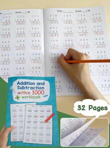 32 Pages Of Basic Math Workbook For Kids, Number Lines For Addition And Subtraction, Addition And Subtraction Within 1000, Mixed Operations, Multiplication And Division Calculation Programs, Preschool Family Education, Kindergarten School Workbook, Cultivate Children's Interest In Learning Mathematics, Improve Learning Ability, Inspire Children's Logical Thinking, Give Children Gifts, School Season Gifts,Back To School