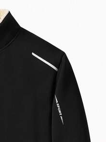 青少年男孩加厚保暖内衬休闲时尚立领夹克，冬季 - 黑色 - 查看 3