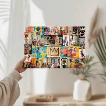Basquiat Wall Art Jazz Wrapped Framed Canvas Wall Art, Vintage Prints Poster, A Collage Of Many Different Images Of People, Birthday Party Decor, Decorative Wall Art For Living Room Bedroom Office, Hanging Hardware Included - Framed, Horizontal - 裱框畫布 - 查看 6