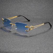 男士方形眼镜金属框架双无框独特镜腿设计奢华经典日常装饰眼镜派对和节日礼物眼镜返校时尚学院风