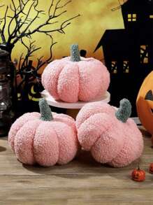 Thanksgiving Pumpkin Throw, Fluffy Stuffed 3D Pumpkin Pillow Plush, For Halloween, Thanksgiving, Home Decor, Sofa Decor, Party Decor, Pink Halloween Decor (Pink,11Inch)