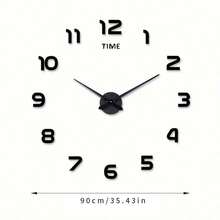 3D DIY Wall Clock Acrylic Mirror Stickers Wall Clocks For Home Decoration Living Room Quartz Needle Hanging Watch Europe Horloge Colors: Black And Silver 16/19/35 Inches Optional Room Decor