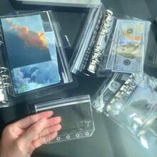 5pcs A5A6A7M5 Multi Size Transparent Binder Storage Bag PVC Material Is More Transparent And More Durable No Slider Design Can Hold More Supplies Can Be Used As A Money-Saving Plan Bag Stationery Bag Document Storage Bag School Season Home School Supplies