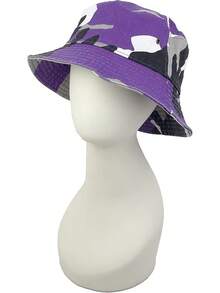 Utmost - Sombrero de cubeta 100% algodón y mezclilla ligero plegable al aire última intervensión verano playa pesca sombrero de sol - 1 pieza de camuflaje morado - Ver 2