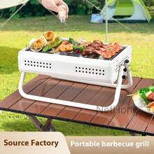 NetHong Compact Folding Portable BBQ Grill With Adjustable Heat – Ideal For Camping & Backyard Cooking - White - View 10