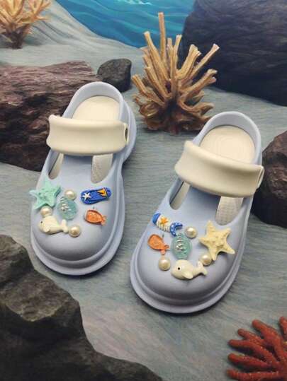 [2025 Bestseller ] Diy Accessories For Ocean Set , Marine Creatures, Pearls, Shells, Beach Shoes, 3d Detachable With Thick Soles, Height-Increasing, Fashionable, Versatile And Comfortable. The First Choice For Giving As Gifts On Various Festivals