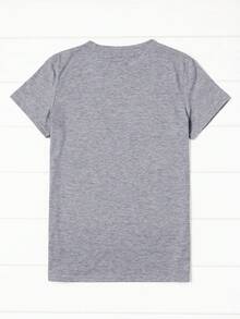 Plus Size-Chic Portrait Pattern T-Shirt, Short Sleeve Casual Round Neck Top, Spring Summer Women's Clothing-1xl-5xl - Light Grey - View 2