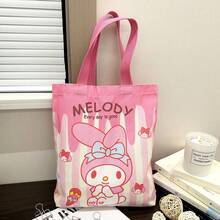 SANRIO Bolso de lona con diseño de  de , de gran capacidad, bolso de hombro para estudiantes, bolso de mano con diseño de dibujos animados para niñas, durable y a la moda, adecuado para picnics al aire libre, reuniones, viajes, compras, bolsa para lonchera para estudiantes y profesoras femeninas - Multicolor - Ver 4