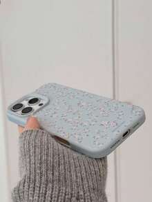 Pink Blue Flower Korean Chic Mini Floral Pattern Fashion Phone Case Compatible With Apple 16 Pro Max / 13 / 15 Pro / 14 / 12 / 11 Full Coverage Waterproof Shockproof Anti-Fall Scratch Resistant Spring Gift - Blue - View 7