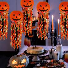 1/3/5pcs Pumpkin Paper Lanterns Are Used For Halloween Party Decoration. Orange And Black Hanging Paper Lanterns Are Suitable For Adult Birthdays, Weddings, Graduation, Indoor And Outdoor Gardens, And Home Decoration