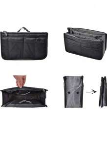 Organizador de bolsa feminino para viagem, bolsa de maquiagem para senhoras grande e revestida, bolsa de tote feminina clássica portátil, acessórios de maquiagem para meninas adolescentes, estudantes universitárias, novatas e trabalhadoras brancas. Organizador interno clássico de maquiagem, suprimentos escolares, presente para professora, acessórios de volta às aulas