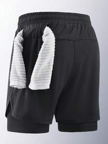 מכנסי ספורט קצרים לגברים, 3 יחידות, מכנסיים באורך הברך, ייבוש מהיר, ריצה, אימון כושר, שחור - שחור - ראה 5