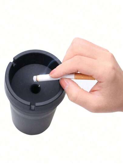 1 Integrated Car Ashtray - Smoke-Free, Portable Cigarette Butt Holder, Durable Black Plastic, Easy To Clean, Suitable For Indoor And Outdoor Use, Outdoor, Outdoor, School, Office, Car Interior, Essential Ashtray, Car Accessories, Living Room Accessories, Back To School Season, National Day, Christmas, Halloween