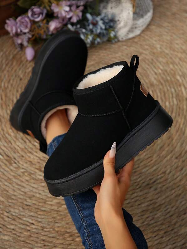 Women's New Short Thick Bottom Thermal Lined Snow Boots, Fashionable , Anti-Slip Wear-Resistant, Warm And Insulated, Must-Have Winter Snow Boots,Fur Boots