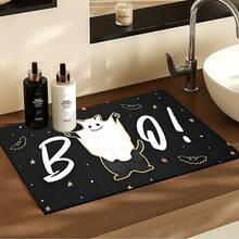 1pc Halloween Ghost & Pumpkin Printed Absorbent Draining Mat, Silicone Coffee Machine Coaster, Soft Rubber Drainage Pad, Super Absorbent Wear-Resistant Dish Drying Mat, For Countertop, Restaurant, Kitchen, Patio Dining Table, Home Decor - Printed - View 4