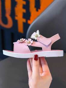 Sandalias de playa de moda para niñas, zapatos para exteriores con estilo de princesa antideslizantes para niños pequeños/bebés