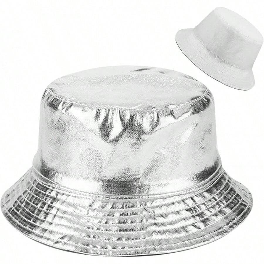 Unisex Reversible Bucket Hat For Beach And Fishing - 銀白色 - 查看 1