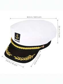 12/6pcs Navy Cap Sailor Hat Outdoor Travel Sun Hat Casual Flat Top Cap Captain Hat Cruise Party Men Women Navy Ceremonial Hat, Ideal Choice For Team Building Gatherings Winter Warm - White - View 5
