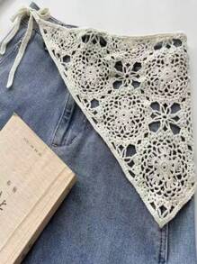 1 peça bandana feminina xale de crochê floral, lenço triangular, faixa de cabeça feminina de renda de crochê, faixa de cabeça vintage, presente para meninas, acessórios de cabelo, faixas de cabelo elegantes
