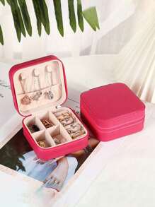1 Set Travel Jewelry Box With Mirror, Multi-Functional Jewelry Storage Box, Large Capacity Portable Jewelry Box For Storing Rings, Pendants, Earrings, Ties, Bracelets, Best Gift For Girlfriend, Mother's Day, Anniversary, Valentine's Day, Christmas, New Year, Men's Gift, Women's Back To School Gift