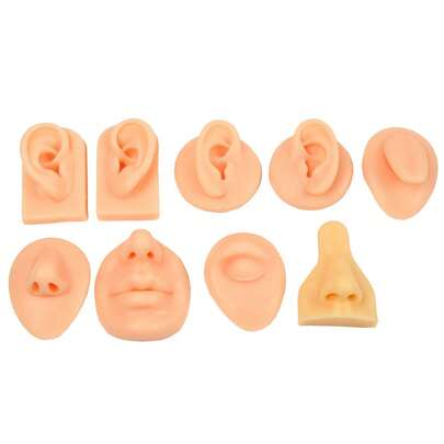 Mô hình xăm bằng silicon Mô phỏng thực hành xỏ khuyên Bộ phận cơ thể người Hiển thị đồ trang sức xỏ khuyên, Mô hình tai bằng silicon, Mô hình mũi và miệng, Mô hình mềm dẻo trái và phải Thực hành xỏ khuyên tai giả, Bộ phận cơ thể bằng silicon
