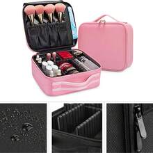 Travel Makeup Bag 10.4 Inches Makeup Train Case Portable Artist Cosmetic Bag With Adjustable Dividers For Cosmetics Makeup Brushes Toiletry Jewelry Digital Accessories Black - Hồng - Xem 7