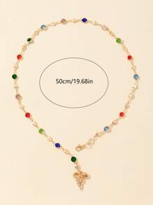 Colar com pingente de borboleta de vidro colorido dourado, acessório longo e sexy estilo boêmio, adequado para uso diário, encontros, festas, férias, feriados, aniversário, presente de aniversário, luxo minimalista elegante e refinado, fofo