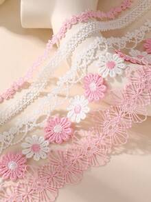 5 pièces Collier ras-du-cou en dentelle florale colorée pour filles, accessoire adorable pour un usage quotidien - Multicolore - Voir 6