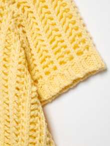 ZEVITY Women's Fashion Side Lace-Up Decor Hollow Casual Knit Sweater, Slit Hem Tie Design Thick Knit Pullover SW2515, Autumn/Winter - Yellow - View 6