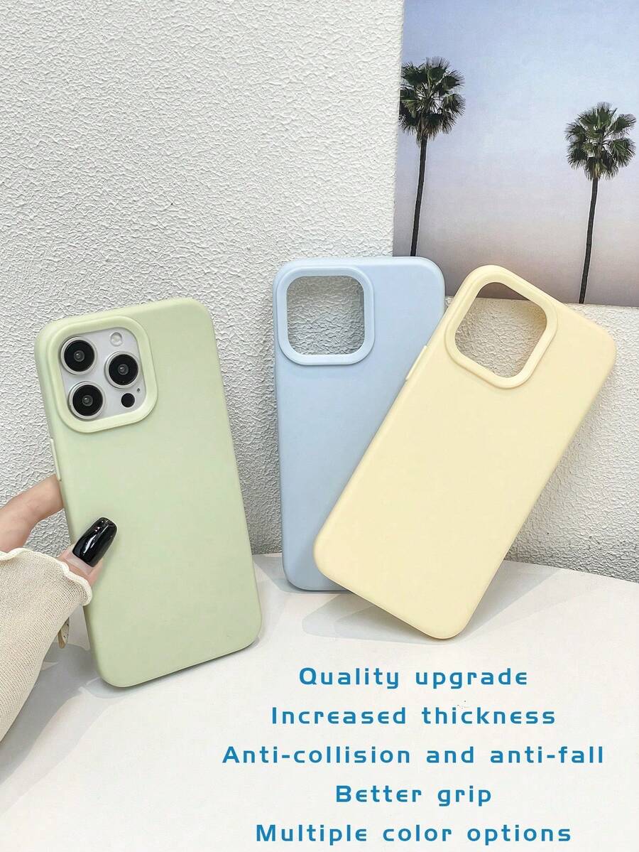 3 件套简约黄、绿、蓝大孔厚 2.0 纯色手机壳，圆边坚固手感，防摔保护套适用于 Apple 11 12 13 14 15 16 Pro Max