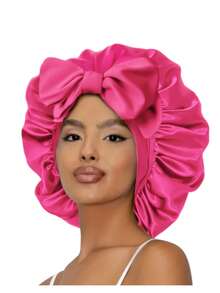 1顶可调节双层缎面睡帽，女士丝绸睡帽，减少摩擦和毛躁，适合自然卷发