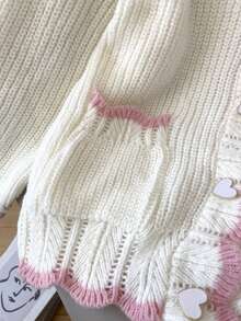 JIANHU Contrast Trim Drop Shoulder Cardigan White - White - View 8