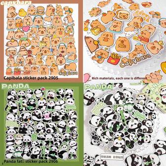 Ensemble de 50 autocollants de capybara pour enfants DIY, 30 pièces de matériaux d'autocollants décoratifs de forme de dessin animé pour scrapbooking et journal