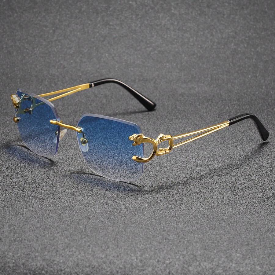 男士方形眼镜金属框架双无框独特镜腿设计奢华经典日常装饰眼镜派对和节日礼物眼镜返校时尚学院风