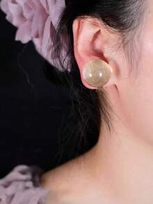 1 对优雅简约时尚设计果冻圆形树脂耳钉，适合女士，适合派对、音乐节或全年休闲穿着