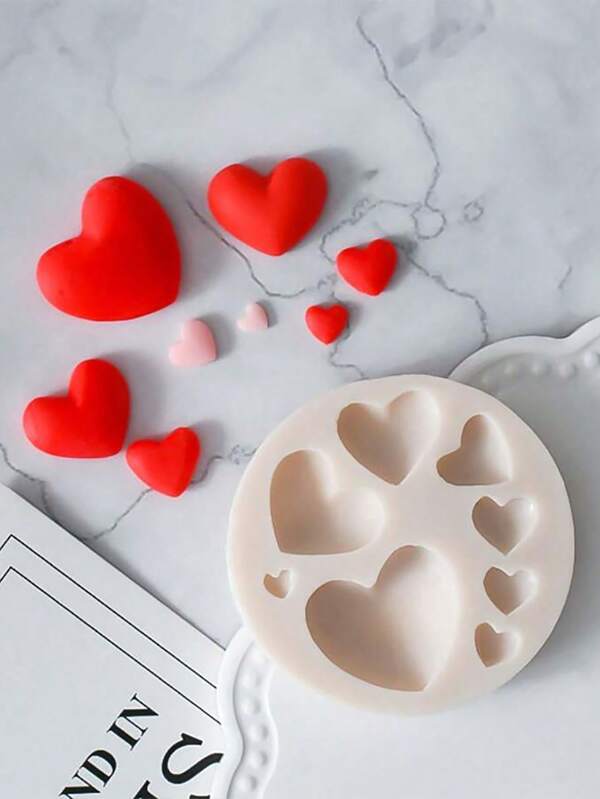 1 pièce Moules en silicone multi-forme de cœur, moule à bougie, moule à savon, outil décoratif en argile douce pour le artisanat DIY, outil d'art décoratif pour les mains