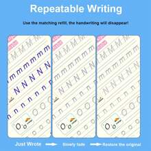 4 Set Magic Copybooks Pen Copy Book Free Wiping Practice English Copybook For Calligraphy Learning Books Grooves Template Design(All Accessories Are In Random Colors And Styles)Office, School, Drawing,Student,Markers,Stationery,School Supplies