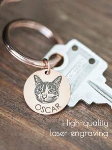 Unique Custom Dog Keychain, Personalized Portrait From Photo, Pet Memorial Gift For Dad Or Mom, Cat Key Chain, Pet Keychain,Personalized Puppy Picture Decoration, Personalized Portrait Customization, Valentine's Day Gift, Custom Dog Decoration,Christmas Gift Supplies