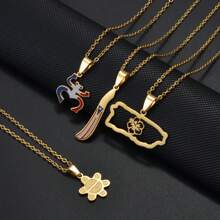 1pc Puerto Rico Map Flowers Masks Traditional Symbol PR Frog Necklaces For Women Girls Stainless Steel Jewelry