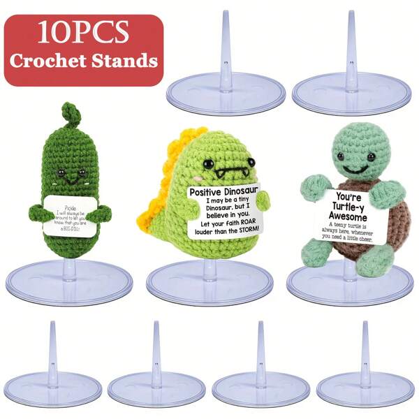 Positive Crochet Display Stands, Acrylic Doll Base Crochet Stands, Bundle Display Stand, Decorative Crochet Doll Stands Holders For Emotion Figurines/Positive Turtle Crochet/Positive Potato Crochet/Positive Pickle Crochet